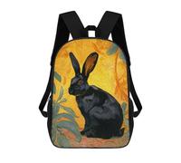 sinyumoney Black Rabbit Painting Artwork Mochila Escolar Impresa En 3D 17inch Mochilas De Moda Para Niños, Mochilas Escolares Para Niños De Primaria Y Secundaria