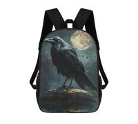 sinyumoney Black Raven Full Moon Mochila Escolar Resistente Al Agua, Mochila Escolar De Negocios Para Niños/niñas/adolescentes 17inch