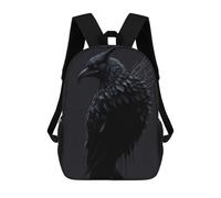 sinyumoney Black Raven Mochila, Mochila Escolar Impresa En 3D, Bolsa Para El Almuerzo Escolar, Mochila De Viaje, Mochila Para Amigos, Mochila Escolar Para Niñas Y Niños 17inch