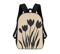 sinyumoney Black Tulip Mid Century Mochilas Impresas En 3D Para Niños 17inch Mochilas De Moda Informales Para El Día A Día, Bolsas De Viaje, Mochilas Informales Para Exteriores Para Niños Y Niñas
