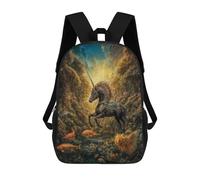 sinyumoney Black Unicorn in Enchanted Forest Mochila Infantil, Mochila Escolar Impresa En 3D, Mochila Para Niños Y Niñas, Mochila Escolar Ajustable Para La Escuela Primaria 17inch