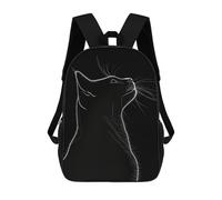 sinyumoney Black White Cute Cat Silhouette Mochila Infantil Para Niñas Y Niños, Mochila De Día, Escuela Primaria, Perfecta Para La Vuelta Al Cole O Educación Física, Regalos Y Viajes 17inch