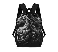 sinyumoney Black White Dragon Mochila Infantil De 17 Pulgadas, Mochila Escolar Con Estampado 3D De Dibujos Animados Para Niños Y Adolescentes.