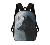 sinyumoney Black & White Wolves Harmony in Nature Mochilas De 17 Pulgadas Para Niños, Mochilas Escolares Impresas En 3D Para Estudiantes De Primaria Y Secundaria, Para Niños Y Niñas.