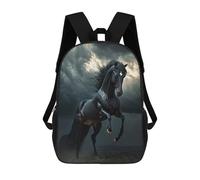 sinyumoney Black Wild Horse in Storm Mochila Infantil, Mochila Escolar Impresa En 3D, Mochila Para Niños Y Niñas, Mochila Escolar Ajustable Para La Escuela Primaria 17inch