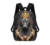 sinyumoney Black Wolf Golden Art Deco 17inch Mochila Escolar Impresa En 3D Para Niños, Mochila Escolar Informal De Moda, Mochilas De Viaje Para Niños Y Estudiantes.