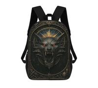 sinyumoney Black Wolf Head - Gothic Metal Fantasy Poster Mochila Escolar De 17 Pulgadas Para Adolescentes, Con Estampado 3D, Ajustable Y Con Bolsillos, Ideal Para Niños, Niñas Y Estudiantes.