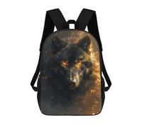 sinyumoney Black Wolf Head in Gold Mochila Escolar Infantil Impresa En 3D Para Niños, Mochilas De Viaje, Bolsas Para Libros, Mochila Escolar Infantil 17inch