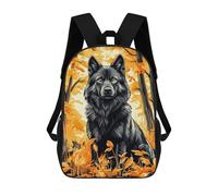sinyumoney Black Wolf in Autumn Forest Mochila Escolar Grande Para Niños - Perfecta Para Viajes, Trabajo Y Uso Diario 17inch