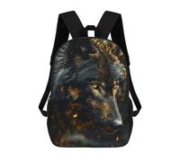 sinyumoney Black Wolf in Gold Mochilas Impresas En 3D Para Niños, Mochila Escolar, Mochila Informal Para Exteriores, Mochila Informal De Moda Para Niños, Lindas Bolsas De Viaje 17inch