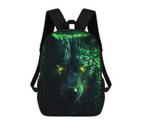 sinyumoney Black Wolf with Green Aura Mochilas Para Niños Mochila Escolar Mochila Escolar Impresa En 3D Para Niños Estudiantes De Primaria Y Secundaria 17inch