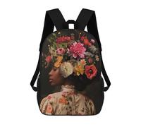 sinyumoney Black Woman Floral Flowers Mochila Infantil, Mochila Escolar Infantil, Mochilas Escolares Impresas En 3D Para Niños Y Estudiantes Adolescentes 17inch