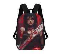 sinyumoney Bloody Anime Girl with Chainsaw Mochila Infantil Escolar Para Niños Con Estampado 3D De Dibujos Animados, Mochila Escolar Para Estudiantes, Mochila Para Portátil Para Niños Y Niñas 17inch