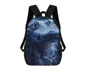 sinyumoney Blue Alligator Portrait with Water Splashes Mochila Escolar De 17 Pulgadas Impresa En 3D Mochilas Infantiles Mochila Genial Impresa En 3D Para Niños De Primaria Y Secundaria