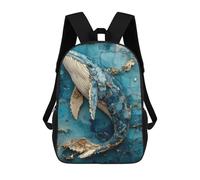 sinyumoney Blue And Gold Whale Art Mochila, Mochila Escolar Impresa En 3D, Bolsa Para El Almuerzo Escolar, Mochila De Viaje, Mochila Para Amigos, Mochila Escolar Para Niñas Y Niños 17inch