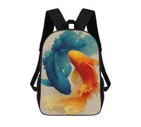 sinyumoney Blue And Orange Koi Fish Illustration Mochila Escolar Mochilas Escolares Para Niñas Y Niños Mochila Con Bolsillo Mochila Escolar De Moda Para Niños 17inch