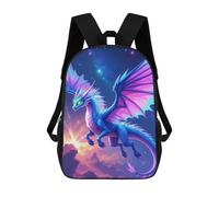 sinyumoney Blue And Pink Dragon Flight Mochila Infantil Para Niñas Y Niños, Mochila De Día, Escuela Primaria, Perfecta Para La Vuelta Al Cole O Educación Física, Regalos Y Viajes 17inch