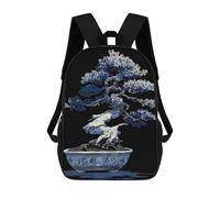sinyumoney Blue And White Bonsai Illustration Mochila, Mochila Infantil, Mochila Escolar Para Estudiantes, Mochila Para Libros, Mochila Escolar Impresa En 3D Para Niños Y Niñas 17inch