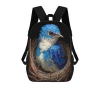 sinyumoney Blue Bird Nest Painting Mochila Escolar Informal Para El Día A Día, Para La Escuela, El Trabajo Y Los Viajes Para Hombres, Mujeres Y Adolescentes. 17inch