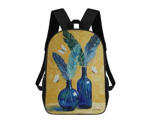 sinyumoney Blue Bottles with Feathers And Butterflies Mochila Escolar Impermeable Para Computadora Para Niñas, Niños Y Adolescentes 17inch