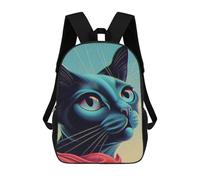 sinyumoney Blue Cat Fantasy Mochilas Para Niños 17inch Mochila Escolar Mochila Escolar Impresa En 3D Para Niños De Primaria Y Secundaria