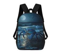 sinyumoney Blue Crab at Night Mochila Escolar Ligera E Informal Para El Día A Día, Ideal Para La Escuela, El Trabajo O Los Viajes 17inch