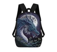 sinyumoney Blue Dragon Fantasy Art Print Mochila Escolar Grande Para Niños Para El Campus, Actividades Al Aire Libre, Viajes Y Deportes 17inch