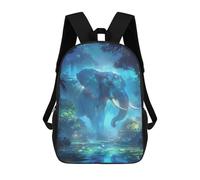 sinyumoney Blue Elephant in Forest Mochila Escolar Infantil Impresa En 3D 17inch Mochilas Escolares Para Niños, Estilo Casual Y Moderno, Mochilas De Viaje De Alta Capacidad
