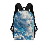 sinyumoney Blue-Eyed Arctic Wolf Mochilas Impresas En 3D Para Niños 17inch Mochilas De Moda Informales Para El Día A Día, Bolsas De Viaje, Mochilas Informales Para Exteriores Para Niños Y Niñas