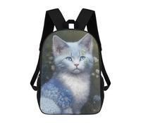 sinyumoney Blue-eyed Kitten with Flowers Mochila Escolar Grande Resistente Al Agua Para Portátil Para La Escuela/trabajo/viajes 17inch