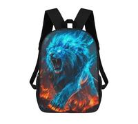 sinyumoney Blue Fire Lion Mochila Escolar Para Niñas 17inch Mochila Informal Ligera Para Niños Y Niñas, Ideal Para Estudiantes De Secundaria