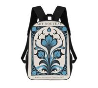 sinyumoney Blue Floral Art Nouveau Mochila Escolar Impresa En 3D 17inch Mochilas De Moda Para Niños, Mochilas Escolares Para Niños De Primaria Y Secundaria