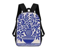 sinyumoney Blue Floral Vase Print Mochila Escolar Infantil De 17 Pulgadas Con Estampado 3D De Películas De Anime Para Niños, Mochila De Viaje, Mochila Escolar Infantil