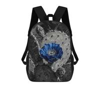 sinyumoney Blue Flower on Cactus Painting Mochila Escolar De Moda Para Estudiantes, Adecuada Para Niños Y Niñas, Mochila Informal Para Viajes Al Aire Libre, Esencial Para El Día A Día 17inch