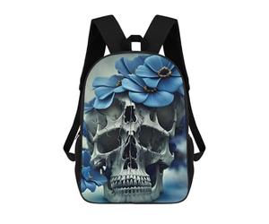 sinyumoney Blue Flower Skull I Mochilas Infantiles Mochila Escolar Mochila Impresa En 3D Para Niños Mochilas De Viaje Bolsas Para Libros Mochila Escolar Para Niños 17inch