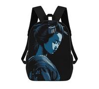 sinyumoney Blue Geisha Portrait Mochila Escolar Impresa En 3D Mochilas Informales Para Niños Mochila Escolar Impresa En 3D Para Niños De Primaria Y Secundaria 17inch
