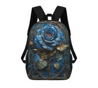 sinyumoney Blue Gothic Rose Mochila Escolar Impermeable Para Ordenador, Ideal Para El Campus, Actividades Al Aire Libre, Viajes Y Deportes 17inch