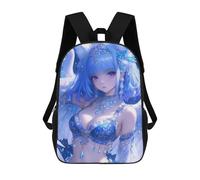 sinyumoney Blue-Haired Angel with Win Mochilas Escolares Para La Escuela Secundaria, Preparatoria, Universidad Y Viajes Para Hombres, Mujeres Y Adolescentes 17inch