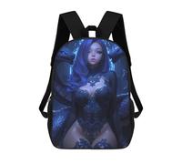 sinyumoney Blue-Haired Woman with Dragons Mochilas Escolares Para La Escuela Secundaria, Preparatoria, Universidad Y Viajes Para Niños/niñas/adolescentes 17inch