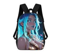 sinyumoney Blue-haired Woman with Golden Attire Mochila Escolar, Mochila De Viaje Para La Universidad, Mochilas Para Niñas Y Adolescentes 17inch