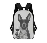sinyumoney Blue Heeler Dog with Wine Glass Mochila Escolar Infantil Estampada Para Adultos Y Niños, Mochila De Viaje Para El Día A Día 17inch