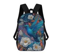 sinyumoney Blue Hummingbird in Flowers -1 Mochila Infantil De 17 Pulgadas, Mochila Escolar Con Estampado 3D De Dibujos Animados Para Niños Y Adolescentes.