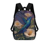 sinyumoney Blue Hummingbird in Flowers Mochila Escolar De Moda, Mochila Para Material Escolar, Mochila Impermeable Informal Para Acampar, Aventuras Al Aire Libre Y Viajes Diarios 17inch
