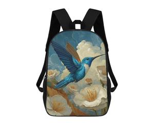 sinyumoney Blue Hummingbird with White Flowers Mochila Escolar/para Ordenador Portátil Para Colegio/trabajo/viajes Para Camping, Aventuras Al Aire Libre Y Viajes Diarios 17inch