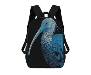 sinyumoney Blue Ibis Illustration on Black Background Mochila Escolar/de Negocios, Resistente, Para Portátil, Para Adolescentes, Chicos, Mujeres Y Hombres 17inch