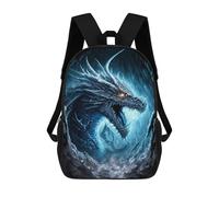 sinyumoney Blue Ice Dragon Fantasy Artwork Mochila Escolar Grande Para Niños Para El Campus, Actividades Al Aire Libre, Viajes Y Deportes 17inch