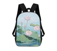 sinyumoney Blue Japanese Lotus Flower Mochila Escolar Infantil, Mochilas Impresas En 3D, Mochilas Escolares De Moda Para Niños De Primaria Y Secundaria 17inch