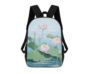 sinyumoney Blue Japanese Lotus Flower Mochila Escolar Infantil, Mochilas Impresas En 3D, Mochilas Escolares De Moda Para Niños De Primaria Y Secundaria 17inch