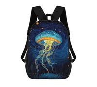 sinyumoney Blue Jellyfish in Night Sky Mochila Escolar, Mochila Para Portátil, Mochila Para Adolescentes, Niñas, Niños, Mujeres Y Hombres 17inch