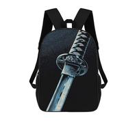sinyumoney Blue Katana Sword Close-Up Mochila De Peluche Con Dibujos Animados, Mochila 3D Para Niños, Bolsa Escolar, Idea De Regalo De Cumpleaños Para Niños Y Niñas 17inch
